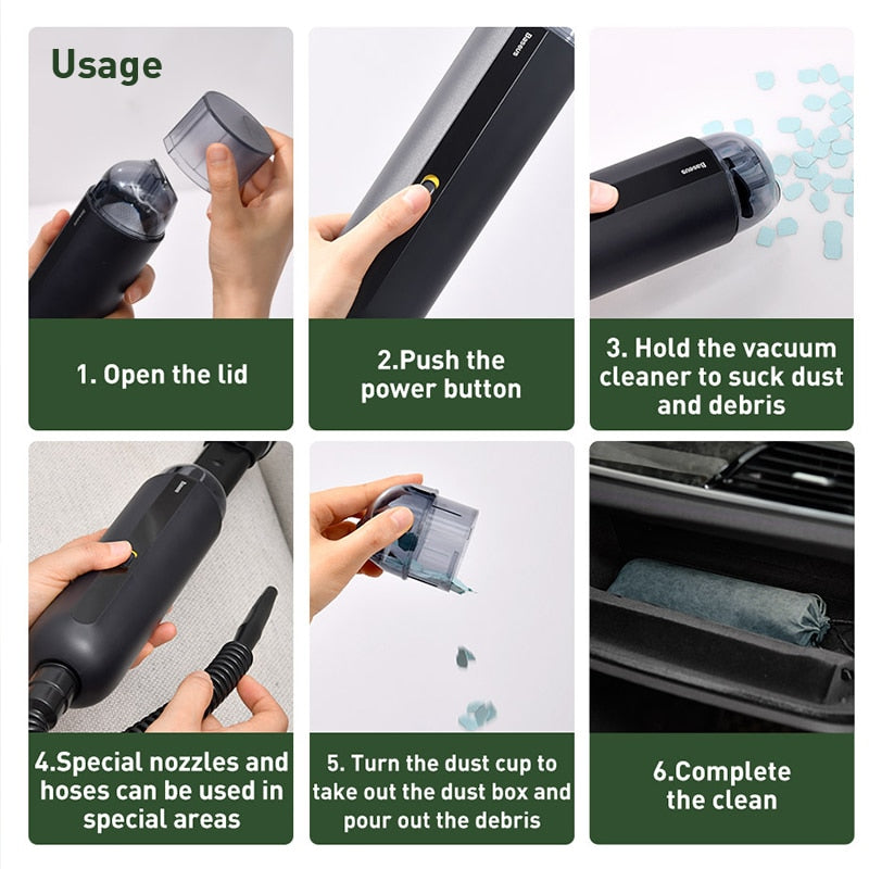 Baseus A2 Car Vacuum Cleaner: Powerful 5000Pa Suction