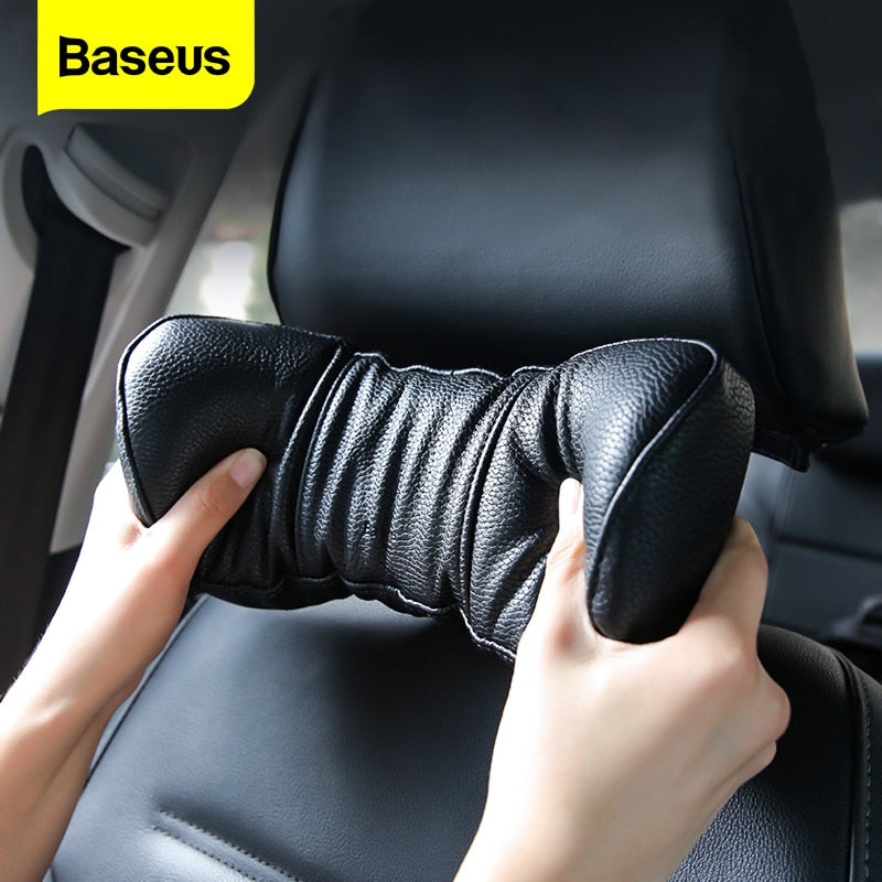 Baseus Car Neck Pillow: Adjustable PU Leather Headrest