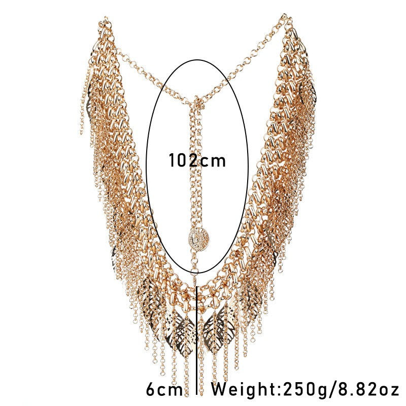 ✨ Heavy Industry Waist Chain Multi-layered Golden Leaf Tassel Belt ✨