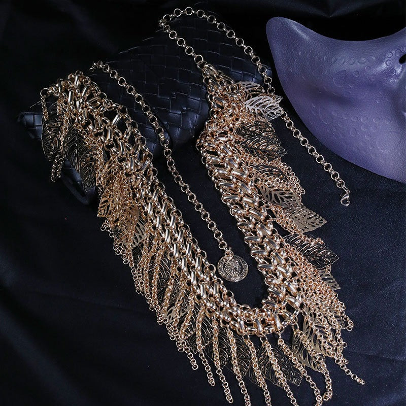 ✨ Heavy Industry Waist Chain Multi-layered Golden Leaf Tassel Belt ✨