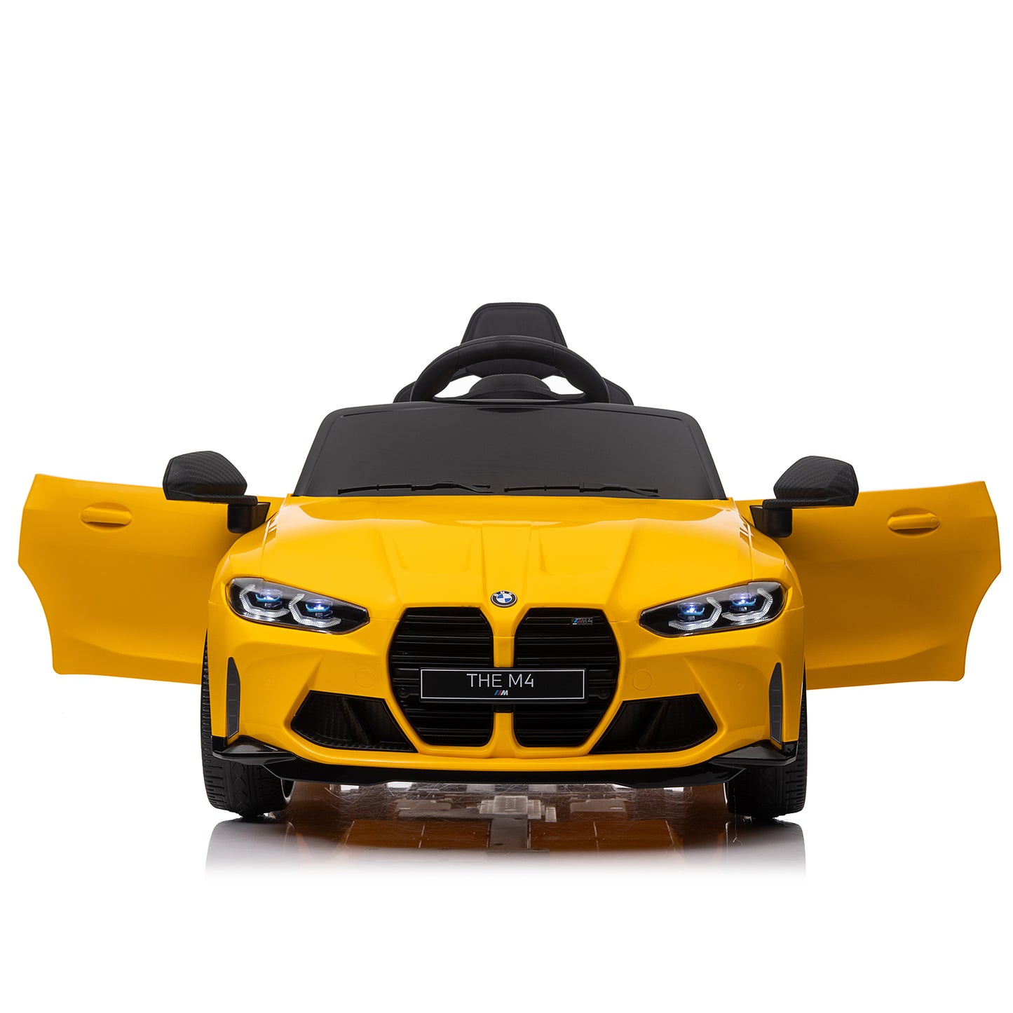 BMW M4 12V Ride-On Car: Yellow, Remote-Controlled, Adjustable Speed