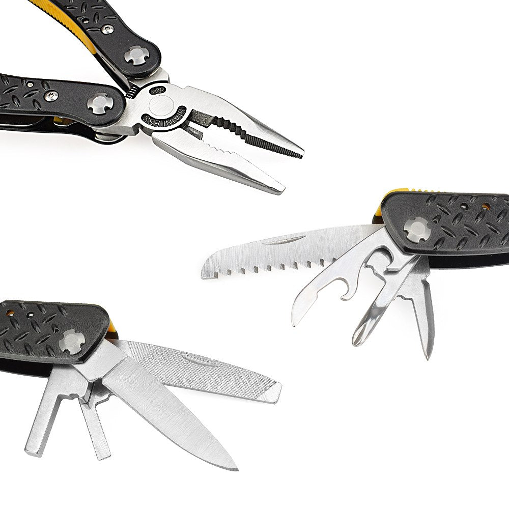 NEWACALOX All-in-One Pliers - Pocket-Sized Multi-Tool with Screwdriver & Survival Knife