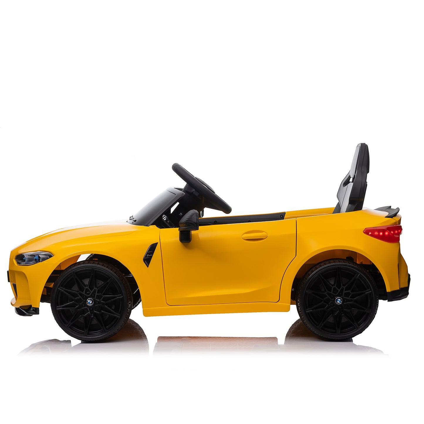 BMW M4 12V Ride-On Car: Yellow, Remote-Controlled, Adjustable Speed