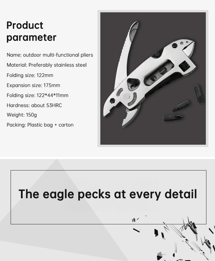 Outdoor Camping Multi-Purpose Tool: Pliers and Wrench Combination