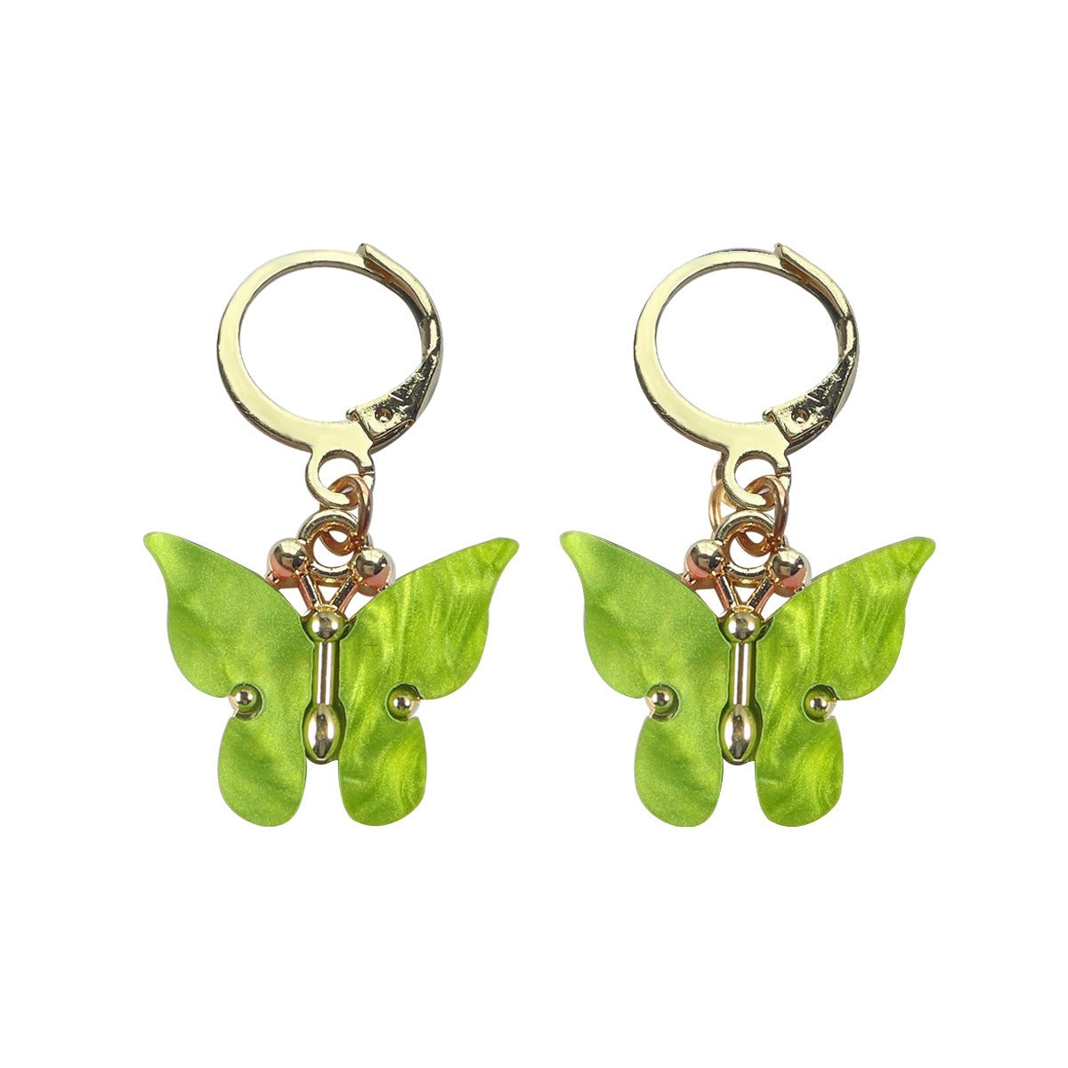 Conjunto de joyas de mariposas del bosque encantado - Pendientes y cadena de clavícula de piedra y resina