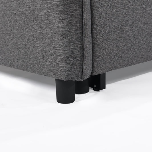 Sofá cama convertible 3 en 1, futón de dos plazas de tela moderno con cama extraíble, gris