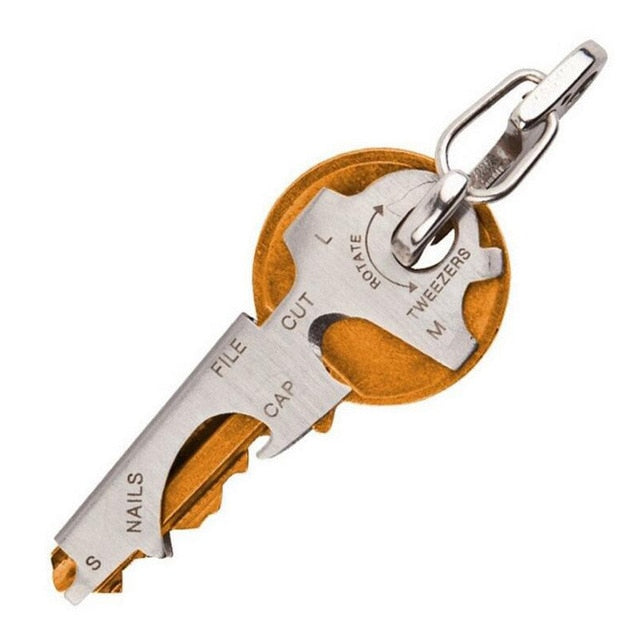 8-in-1 Stainless Steel EDC Multi-Tool Keychain for Outdoor Survival