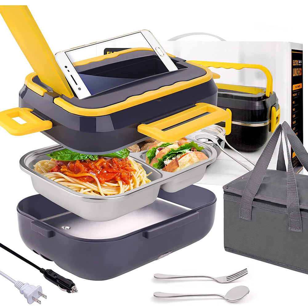 1.5L Portable Electric Lunch Box - Stainless Steel Cookware Set with Insulation Bag for Car and Truck