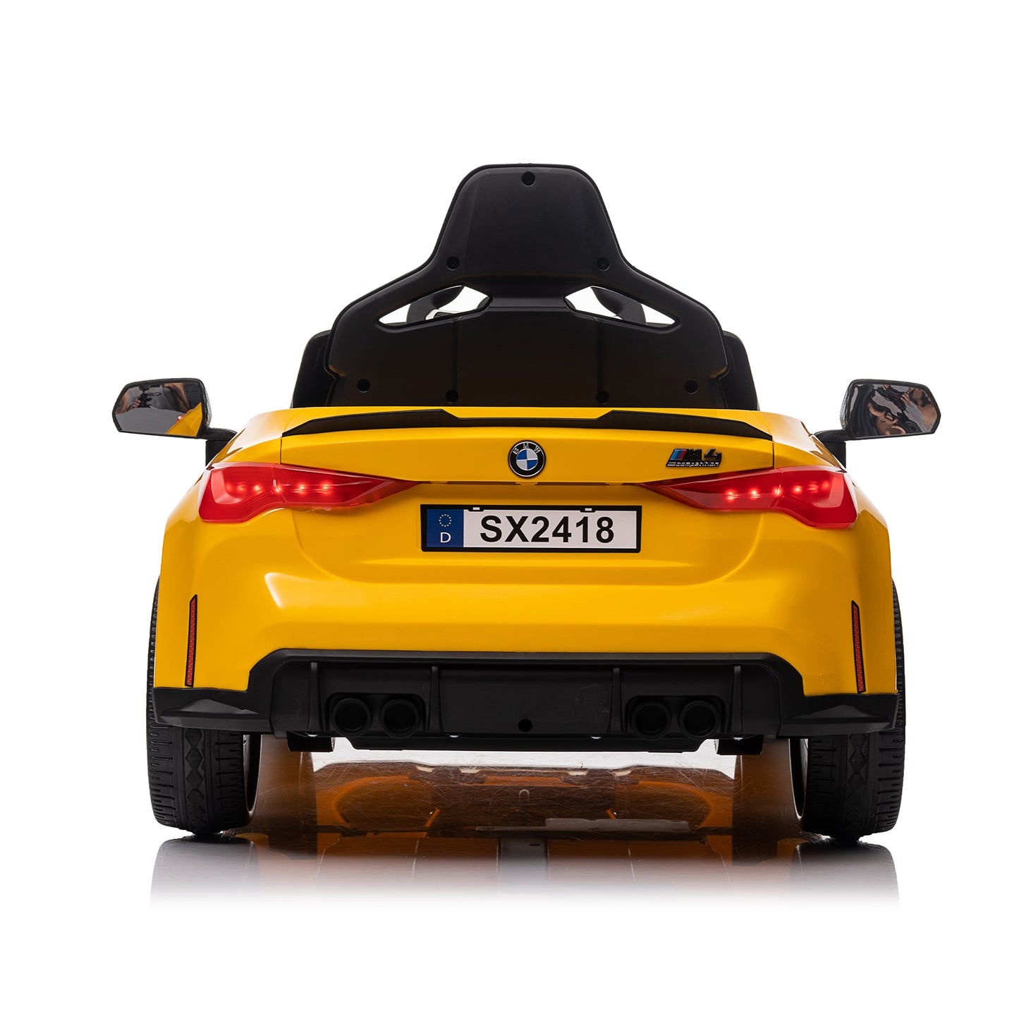 BMW M4 12V Ride-On Car: Yellow, Remote-Controlled, Adjustable Speed