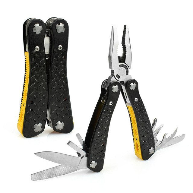 NEWACALOX All-in-One Pliers - Pocket-Sized Multi-Tool with Screwdriver & Survival Knife