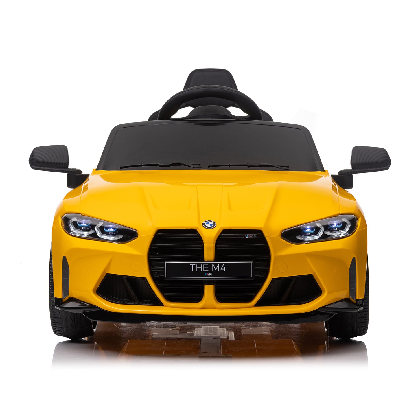 BMW M4 12V Ride-On Car: Yellow, Remote-Controlled, Adjustable Speed