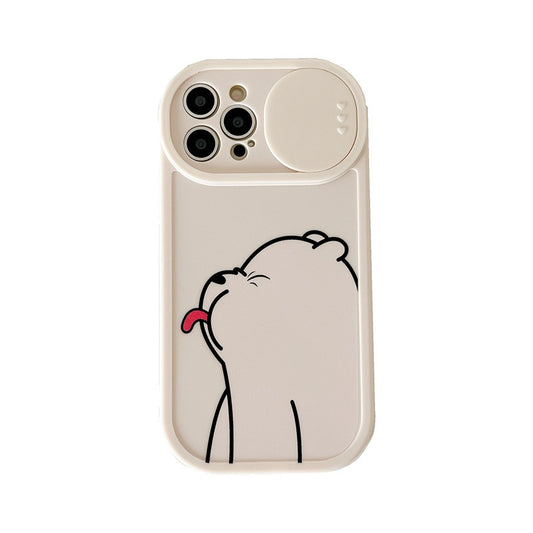 Osos con lengua pintada de dibujos animados: funda protectora para iPhone 15promax con ventana corrediza