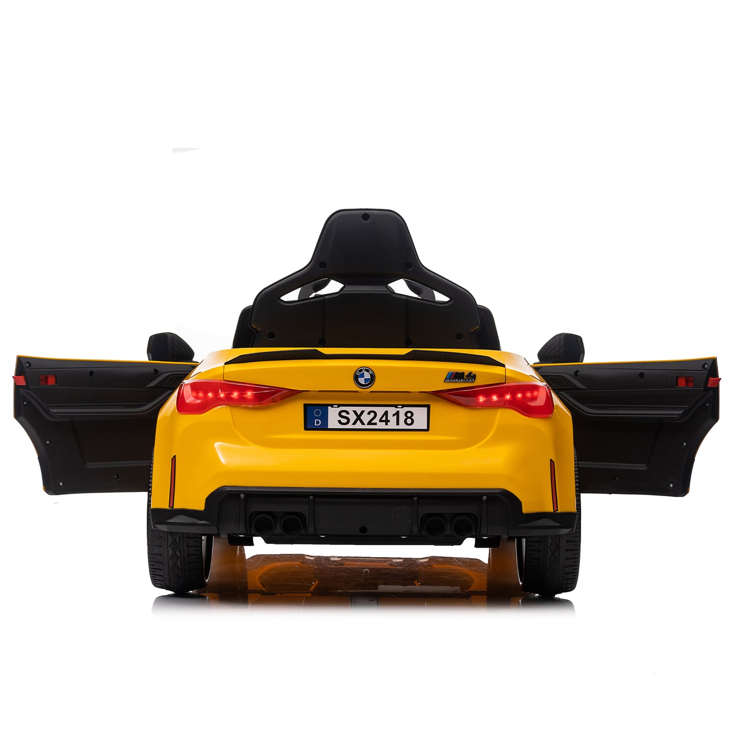 BMW M4 12V Ride-On Car: Yellow, Remote-Controlled, Adjustable Speed